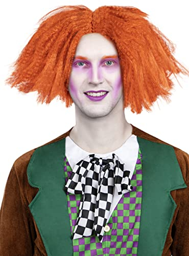 Funidelia | Hutmacher Perücke für Herren und Damen Mad Hatter, Film und Serien, Alice im Wunderland, Disney - Zubehör für Erwachsene, Zubehör für Kostüm - Orange