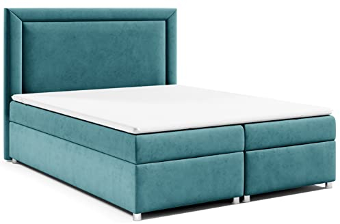 Best For Home | Boxspringbett Trinity K-3 mit Bonellfederkernmatratze H3 & 7 cm PUR-Schaum-Topper|Bettkasten mit Federmechanismus | Boxspringbett200x200|Polsterbett 200x200|Doppelbett200x200