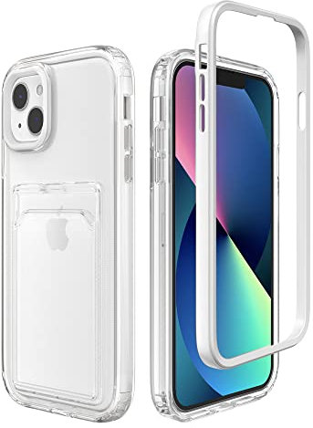 ZCDAYE Hülle für iPhone 13, iPhone 13 (6,1 Zoll) Handyhülle mit Kartenhalter, Klar Weich TPU Stoßfest Handyhülle für iPhone 13 (6,1 Zoll), Weiß