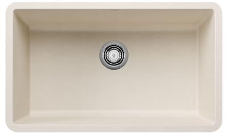 BLANCO 443083 Precis Silgranit 30” Single Bowl Undermount Kitchen Sink, Soft White