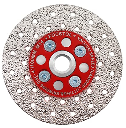 FOCSTOL Diamant Trennscheibe 100mm - Doppelseitig Vakuumgelötete Diamantscheibe zum Schneiden und Schleifen von Granit Marmor Porzellan Keramikfliesen Stein Beton M14 Gewinde