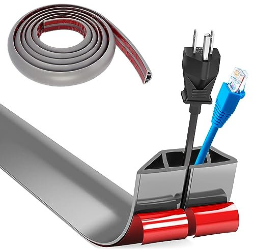 Pasacables Suelo, Canaleta Cables Suelo, 2m x 4cm Protector de Cables para Suelo, Cubiertas de Suelo para Cables Autoadhesiva Montaje para Todos los Hogar, Oficina, Escuela, Almacén (Gris)