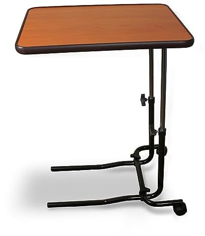 Aidapt Overbed Table Height and Angle Adjustable with Wheels,Lap Top, Eating,Over-Chair,Tilting,Crafting,Darkwood Finish,Easy Adjustment,No Tools Required,Mobility,Elderly,Disabled
