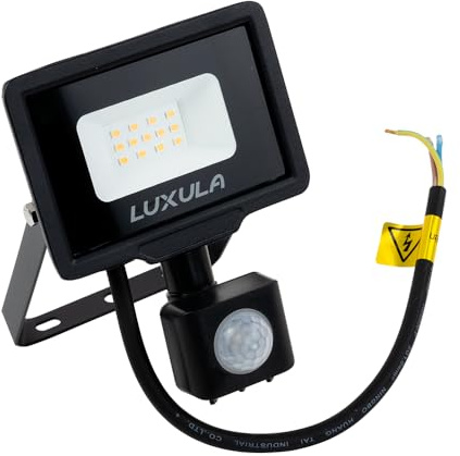 LUXULA LED Strahler außen Bewegungsmelder 10W 1000lm, 3000K, IP65 | wasserdicht, Fluter, Außenstrahler für Garten, Garage und Werkstatt, Wandleuchte, LED Flutlicht, schwarz