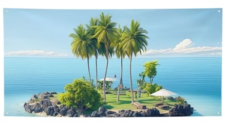Ocean Island Banner Party Dekor Hintergrund Banner Geburtstag Party Fotografie Hintergrund Dekorationen Indoor Outdoor Wanddekoration Banner Party Supplies Gastgeschenke 119,9 x 61 cm