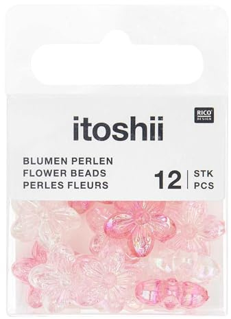 Kunststoffperlen Blumen Rosa Holographisch 15x15x7mm 12pcs