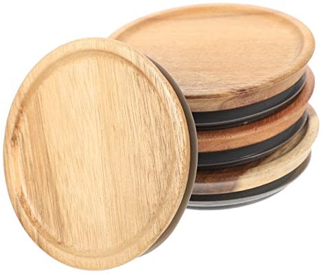 PRETYZOOM Fermentation Baskets Lids Biscuit Barrel Wooden Storage Airtight Food Container Lids Set
