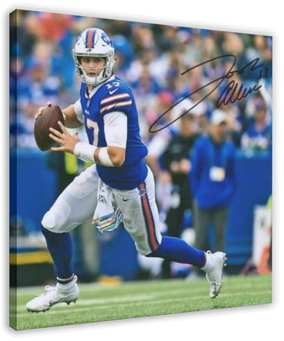 MExmeb Josh Allen signiertes Leinwand-Poster, Schlafzimmer-Dekor, Sportlandschaft, Büro, Raumdekoration, Geschenk, Rahmen-Stil, 40 x 40 cm