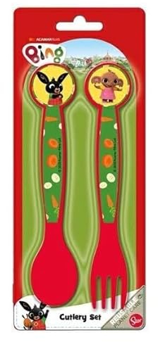 Set Posate per Bambini in Plastica Alimentare senza BPA - Forchetta e Cucchiaio Made in Spain (Bing)
