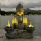 SHANGYU Buddha Statue with Lotus Solar Garden Ornament,Outdoor Figurine Lights Spiritual Meditation Decorations,Solar Powered Flickering LED Garden Light,Decorations for Garden Yard Patio Balcony