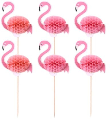 Ciieeo 3D-Flamingo-Cupcake-Topper 50 Stück Hawaiianischer Luau-Tropen-Flamingo-Kuchenaufsatz Für -Aloha-Mottoparty Geburtstag Hochzeit Party Kuchendekoration