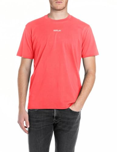 Replay Herren T-Shirt Kurzarm Basic, Poppy Red 556 (Rot), XXL