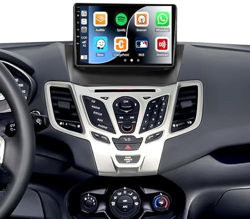 SIXWIN 2+64G Android 13 Autoradio con CarPlay/Android/Mirror Link per Ford Fiesta 2009-2017, 9 TouchScreen Schermo Navigatore WiFi RDS FM USB Bluetooth+AHD Retrocamera