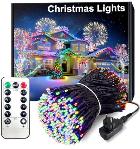 ARKOCHIC 30M Lichterkette außen, 300 Bunt LED Lichterkette Weihnachtsbaum außen innen mit Fernbedienung,8 Modi wasserdicht Weihnachtsbeleuchtung aussen für Garten Balkon Hochzeit