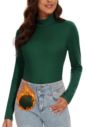 WOWENY Maglia Termica da Donna con Collo Alto Manica Lunga Elegante Pullover a Coste Calda e Comoda