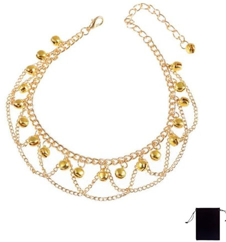 AIYVELU Damen Fußkettchen mit Glockenanhänger, Edelstahl Fußkettchen, vergoldetes Fußkettchen, verstellbar- Geschenk für Frauen/Damen/Mütter/Mütter