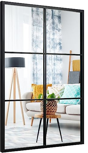 Generico Specchio da Parete per Finestra 100x70 cm Specchio Decorativo Rettangolare Specchio da Parete con Cornice in Metallo Grande per Bagno Corridoio Soggiorno