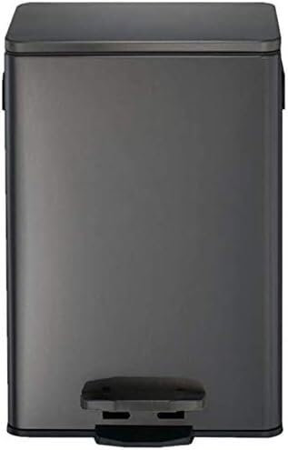 ININOSNP Mülleimer, quadratischer Mülleimer, Edelstahl, Titan, schwarz, Mülleimer, Haushalt, Küche, großer Mülleimer(12L)