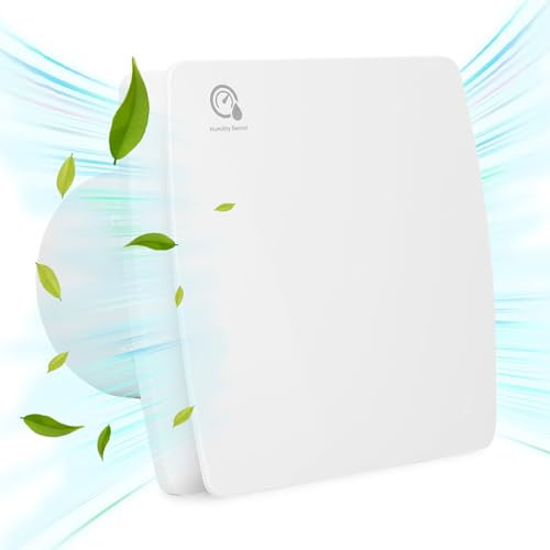 Jiubiaz Ventilador de baño, diámetro de 100 mm, con válvula antirretorno, sensor de humedad y temporizador, funcionamiento silencioso, ventilador de pared, plástico ABS, color blanco