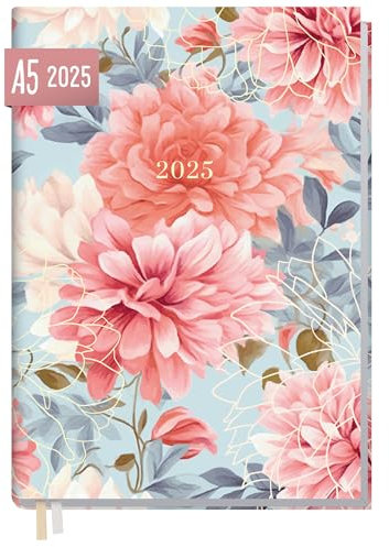 Häfft® Chäff-Timer Classic Kalender 2025 A5 Pink Bloom Buchkalender, Terminplaner, Terminkalender, Wochenplaner für 12 Monate: Jan. 2025 bis Dez. 2025 - nachhaltig & klimafreundlich