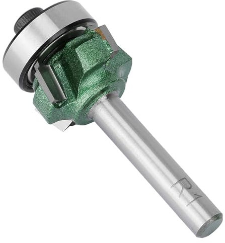 Trimmer, 1/4 Inches Shank, 4 Teeth Woodworking Milling Cutter Edge Trimmer Router Bit With Steel Bearing for 1-3mm Thickness (1/4 * R1)