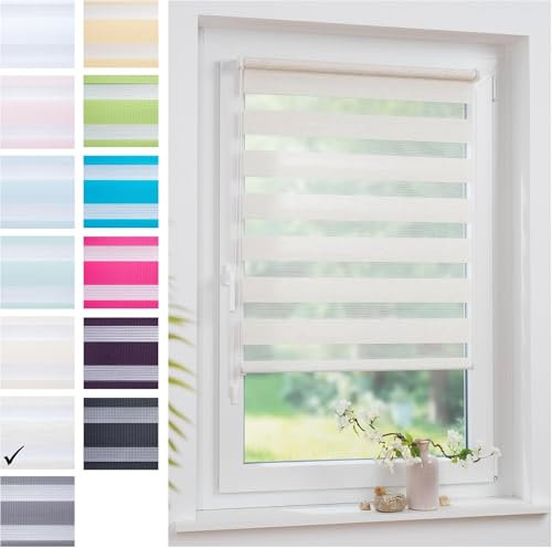 Liedeco® Duo Rollo Klemmfix - 75 x 160 cm Natur/lichtdurchlässig/stufenlos verstellbar/leichte Innen-Montage ohne Bohren mit Klemmträgern