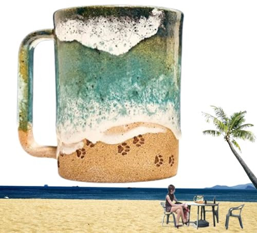 Paw Print Ocean Shoreline Mug,pawprint Ocean Shoreline Mug,ceramic Shoreline Mug,ocean Shoreline Cups,shoreline Paw Ceramic Coffee Mug,3d Printed Shoreline Mug,3d Ocean Waves Coffee Cup,paw Print Mugs