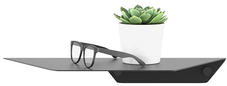 SOTECH Design Wandregal Hover-II 350 x 130 x 40 mm schwarz, Wandmontage, Bücherregal inkl. Befestigungsset für Bad Küche oder Wohnzimmer