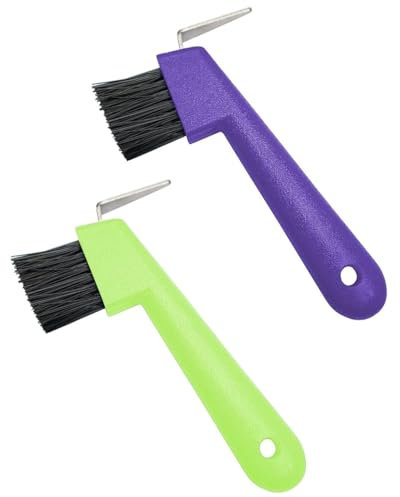 KGDUYC 2 Pezzi Raschietto per Zoccoli di Cavalli capre e Asini- con Spazzola Estremamente Stabile e Impugnatura ergonomica,per zoccoli per cavalli scelta dello zoccolo(colore casuale)