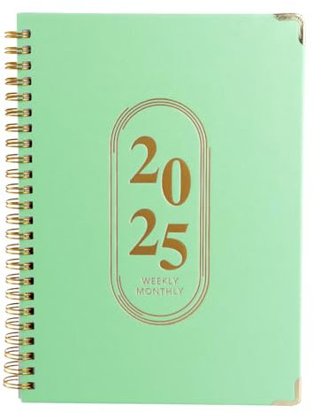 Terminkalender 2025 A5, Akademischer Terminplaner, Lehrerkalender, Tagebuch, Buchkalender, Studienplaner, Schulplaner, Tages Wochen Monats Planer for Schüler Family Office School (Grün 2025)