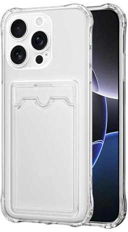 SDTEK for iPhone 16 Pro Max Case Shock Absorbing Gel Clear Cover with Card Holder Anti Drop Protection
