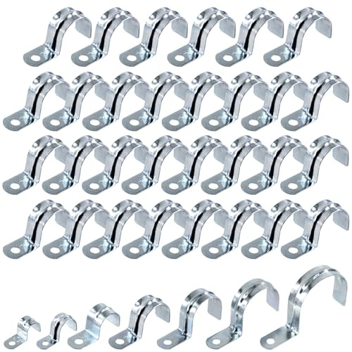 Swpeet 30Pcs 1-1/4 (32mm) Zinc plateado Kit de correa de tubo EMT de un agujero, correas de tubo Correa de tubo de soporte U Abrazadera de tubo Abrazaderas de tubo Abrazaderas para fijar tubo EMT