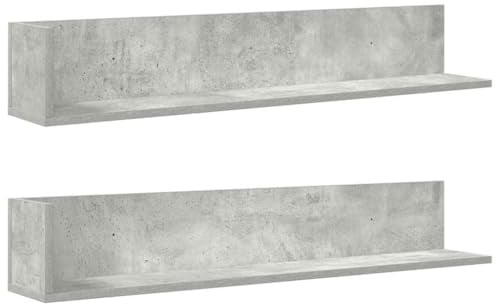 vidaXL Wandregale 2 STK. Betongrau 100x16,5x16,5 cm Holzwerkstoff