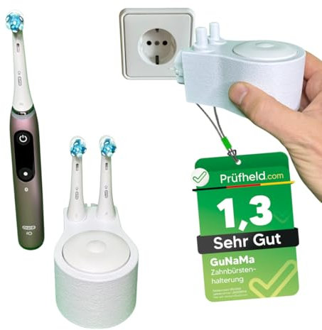 GuNaMa kabellose Steckdosen Zahnbürstenhalterung passt für Oral-B, iO, 7, 8, 9 elektrische Zahnbürsten, Zahnbürstenhalter, Zahnbürste Halterung für Steckdose mit Aufsteckbürsten, Bürstenhalter