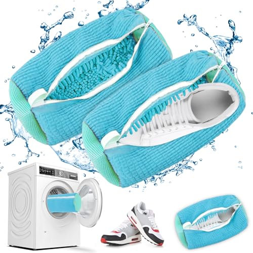 WYFDCZZP Sacchetto per Lavare Scarpe, Sacchetto Scarpe Lavatrice, Borsa per Lavaggio Scarpe Lavatrice, Rete Scarpe Lavatrice con Cerniera, Protegge Le Scarpe dai Danni (Blu 2pcs)