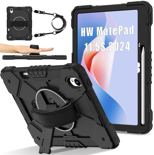 Tablet PC Caso Custodia compatibile con Huawei MatePad 11.5S 11.5 pollici rilasciato nel 2024 Custodia antiurto Custodia for tablet, custodia protettiva completa Staffa di presa multifunzione girevole