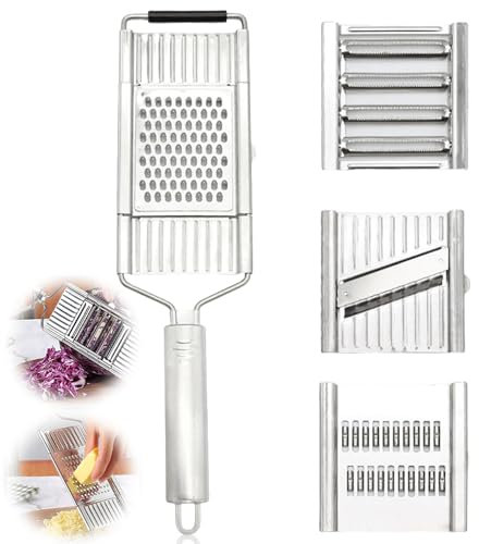 Gemüsehobel: 4 in 1 Multi Purpose Gemüseschneider Set, Mehrzweck Gemüsehobel Schnitt mit 3 Zusätzlichen Einsätzen, Gemüsereiben für die Küche, Gemüseschneider Edelstahl Shredder Cutter Reibe