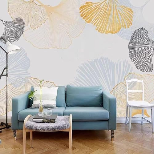XLMING Ginkgo Biloba Simple Et Frais Papier Peint 3D Bureau Salle à Manger Canapé Chambre Salon TV Mur Décoratif-300cm×210cm