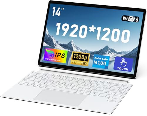 NIAKUN 14 Zoll Convertible Laptop 2 in 1 Touchscreen, Notebook mit Touchscreen 16GB DDR5 RAM 512GB SSD 12th Gen N100 Prozessor(bis zu 3.4Ghz), Hintergrundbeleuchtete Tastatur, 1920 x 1200, Type-C