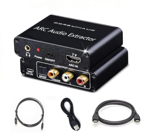 HDMI ARC Audio Extractor Converter,192KHz ARC Audio Extractor DAC Converter, Digital to Analog Audio Converter, Optical HDMI ARC to Optical/Coaxial Stereo L/R 3.5mm Jack for TV (ARC Input)