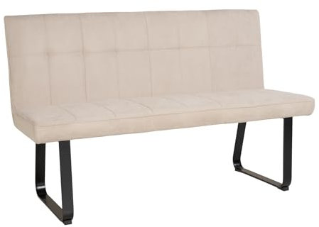 Riess Ambiente Design Sitzbank Modena - 160cm - beige schwarz - Strukturstoff Metallbeine - gefedert Kufengestell Polsterbank