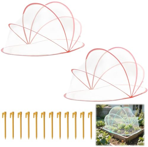 Garten Hochbeet Abdeckung, Faltbare Reihe Beschleuniger Pflanzen Abdeckung für Hochbeet, 95*45*45cm Pflanzenschutz Hochbeetabdeckung, Pflanzenschutzgitter zum Schutz von Gemüse Obst Tieren (2 Rosa)