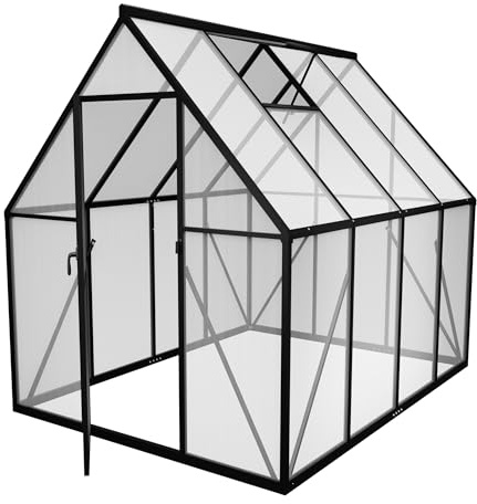 HENGMEI Växthus aluminium med fundament trädgårdsväxthus 225 x 170 x 195 cm