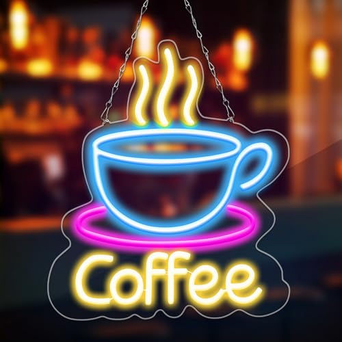 Led Coffee Leuchtreklame, Coffee Neon Sign, Kaffee Leuchtreklame, Coffee Neonschild, Neon Schild Mit Dimmbarem Schalter Und Hängekette, Usb Betrieben Für Café Bar Wohnzimmer Dekoration