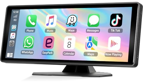 Motorsi Reproductor Multimedia para Coche Portátil 10.26 Pulgadas con A-pple Carplay Android Auto,Pantalla Táctil IPS HD para Coche para Autos, SUVs,Furgonetas,Pickups Y Camiones,EQ/AUX/Airplay