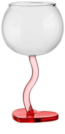 Bicchieri da vino romantici con base a forma di cuore, perfetti per cene di San Valentino e celebrazioni di anniversario, in vetro fatto a mano