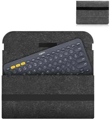 YUPZAR Tastaturhülle aus Filz kompatibel mit Logitech K380 – Ultradünne, tragbare Hülle mit Klettverschluss – Staubdicht, leicht, weich gefüttert – Grau