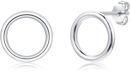Estrellique Ohrstecker Silber 925, Hypoallergen 925 Sterling Silber Flache Plättchen Kreis Ohrstecker für Damen Mädchen, Unisex Ziemliche 6mm / 10mm Knorpel Schlafen Ohrringe Stecker Damenschmuck