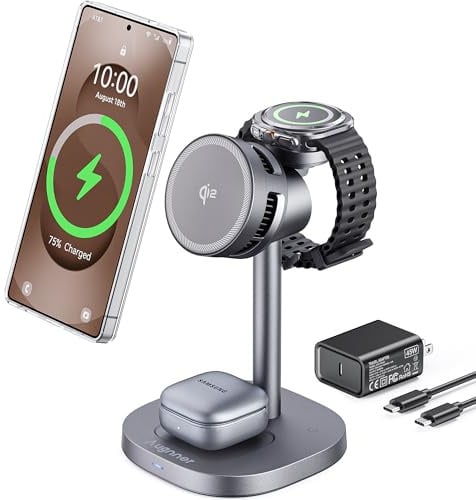 Magnetic Wireless Charger for Samsung, Qi2 15W 3 in 1 Charging Station TEC Cooling Compatible with Magsafe Charger for Galaxy S26 Ultra/S25/S24/Z Fold 7/Flip7, Samsung Watch Ultra/8/7,Galaxy Buds4pro