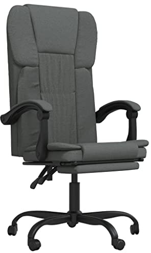 Fisinber Bürostuhl Liegefunktion Dunkelgrau Stoff verstellbar Drehsessel 63×56×122 cm ergonomisch Metallgestell Home Office